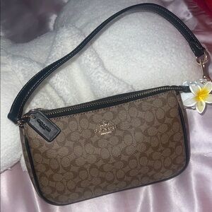 Coach Tan and Black Signature Shoulder Bag